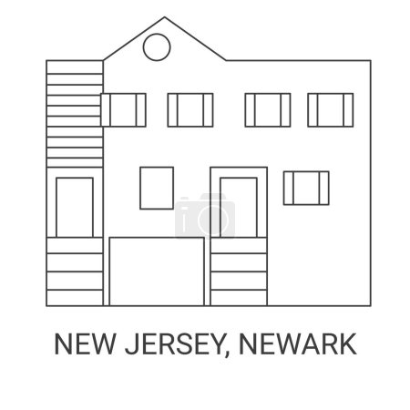 Téléchargez les illustrations : États-Unis, New Jersey, Newark illustration vectorielle de ligne de voyage - en licence libre de droit