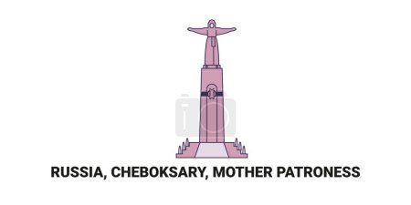 Illustration for Russia, Cheboksary, Mother Patroness, travel landmark line vector illustration - Royalty Free Image