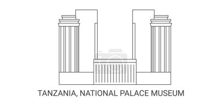 Illustration pour Tanzanie, Musée national du Palais, illustration vectorielle de ligne de repère de voyage - image libre de droit