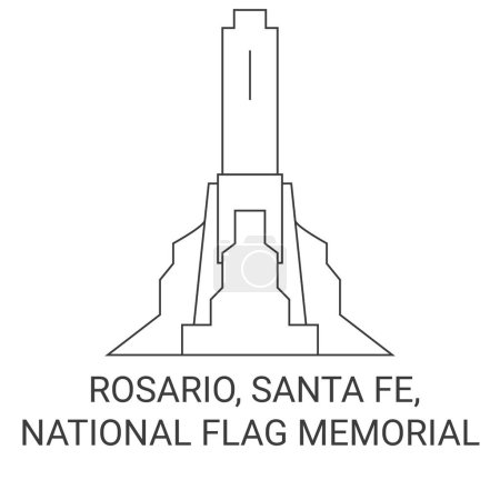 Ilustración de Estados Unidos, Rosario, Santa Fe, National Flag Memorial viaje hito línea vector ilustración - Imagen libre de derechos