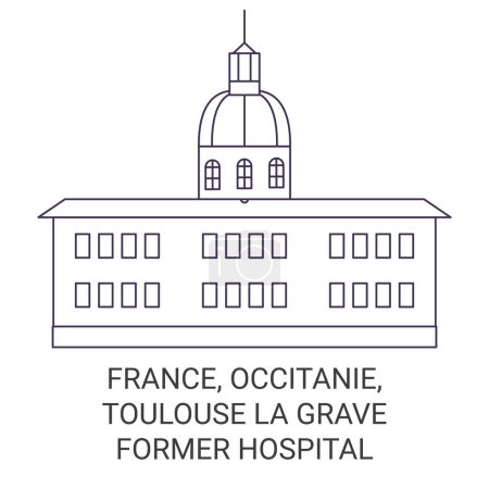 Illustration for France, Occitanie, Toulouse La Grave Former Hospital travel landmark line vector illustration - Royalty Free Image