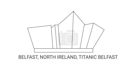 Illustration for North Ireland, Belfast, Titanic Belfast, travel landmark line vector illustration - Royalty Free Image