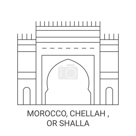 Ilustración de Marruecos, Chellah, O Shalla viaje hito línea vector ilustración - Imagen libre de derechos