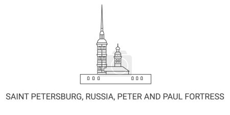Illustration for Russia, Saint Petersburg, Peter And Paul Fortress, travel landmark line vector illustration - Royalty Free Image