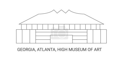 Illustration for United States, Georgia, Atlanta, High Museum Of Art, travel landmark line vector illustration - Royalty Free Image