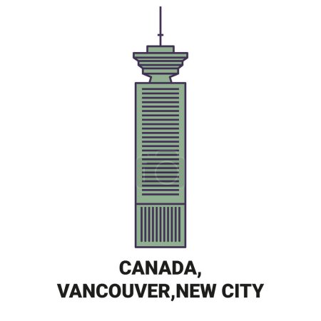 Téléchargez les illustrations : Canada, Vancouver, New City Travel illustration vectorielle de ligne - en licence libre de droit