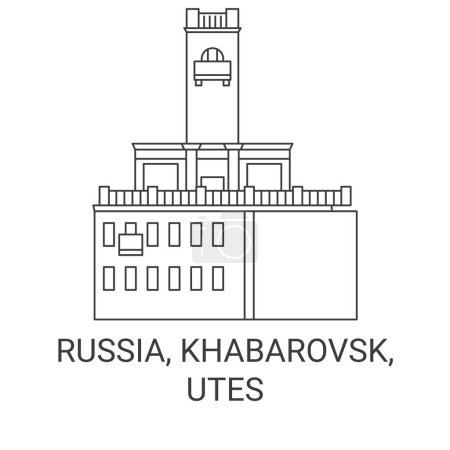 Ilustración de Rusia, Jabárovsk, Utes viaje hito línea vector ilustración - Imagen libre de derechos