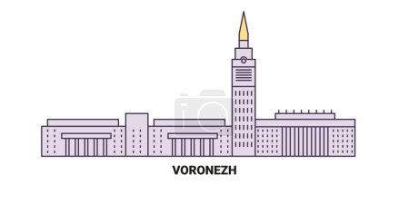Ilustración de Rusia, Voronezh viaje hito línea vector ilustración - Imagen libre de derechos