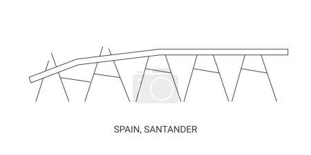 Illustration for Spain, Santander, travel landmark line vector illustration - Royalty Free Image