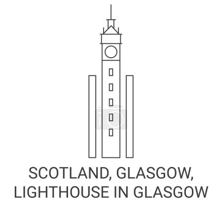 Ilustración de Escocia, Glasgow, Faro En Glasgow recorrido hito línea vector ilustración - Imagen libre de derechos