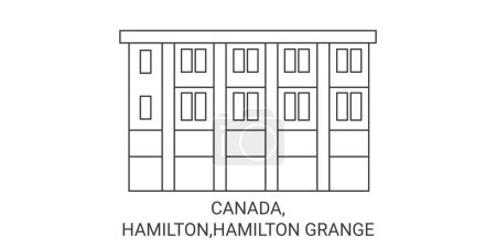 Ilustración de Canadá, Hamilton, Hamilton Grange recorrido hito línea vector ilustración - Imagen libre de derechos