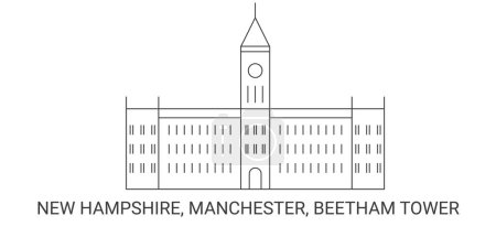 Illustration for United States, New Hampshire, Manchester, Beetham Tower, travel landmark line vector illustration - Royalty Free Image