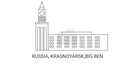 Ilustración de Rusia, Krasnoyarsk, Big Ben, la línea de referencia de viaje vector ilustración - Imagen libre de derechos