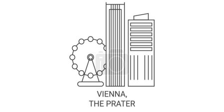 Illustration for Austria, Vienna, The Prater travel landmark line vector illustration - Royalty Free Image
