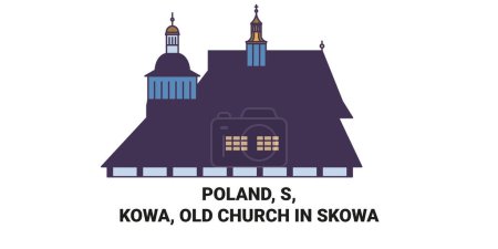 Ilustración de Polonia, Sekowa, Iglesia Vieja viaje hito línea vector ilustración - Imagen libre de derechos