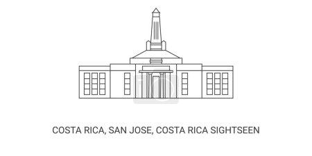 Illustration for Costa Rica, San Jose, Costa Rica Sightseen travel landmark line vector illustration - Royalty Free Image