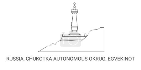 Téléchargez les illustrations : Russie, Okrug autonome de Tchoukotka, Egvekinot, illustration vectorielle de ligne de repère de voyage - en licence libre de droit