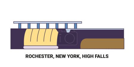 Ilustración de Estados Unidos, Rochester, Nueva York, High Falls, línea de referencia de viaje vector ilustración - Imagen libre de derechos