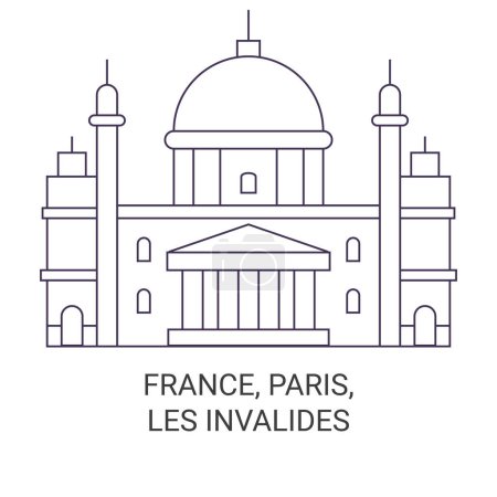 Illustration for France, Paris, Les Invalides travel landmark line vector illustration - Royalty Free Image