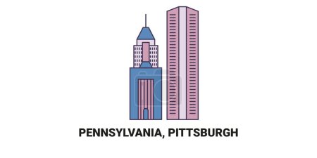 Ilustración de Estados Unidos, Pensilvania, Pittsburgh recorrido hito línea vector ilustración - Imagen libre de derechos