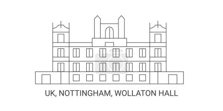 Illustration for England, Nottingham, Wollaton Hall, travel landmark line vector illustration - Royalty Free Image