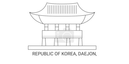 Illustration for Republic Of Korea, Daejon, travel landmark line vector illustration - Royalty Free Image