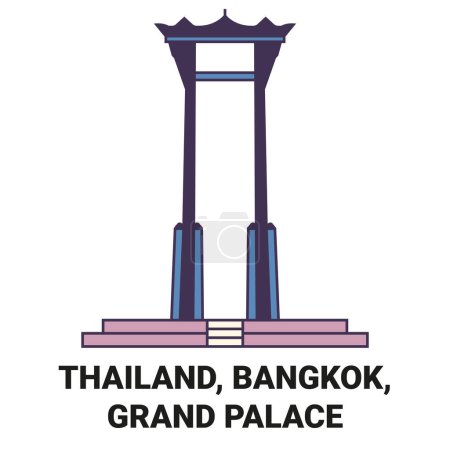 Illustration for Thailand, Bangkok, Grand Palace travel landmark line vector illustration - Royalty Free Image