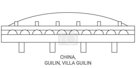 Illustration for China, Guilin, Villa Guilin travel landmark line vector illustration - Royalty Free Image