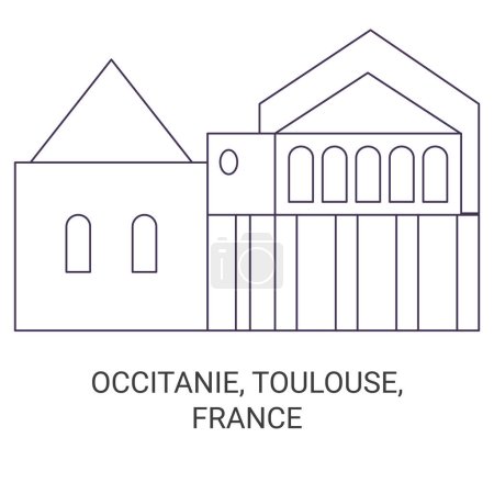 Illustration for France, Occitanie, Toulouse travel landmark line vector illustration - Royalty Free Image