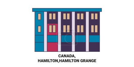 Téléchargez les illustrations : Canada, Hamilton, Hamilton Illustration vectorielle de ligne de repère de voyage de Grange - en licence libre de droit