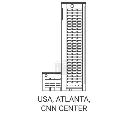 Ilustración de EE.UU., Atlanta, Cnn Centro de viaje hito línea vector ilustración - Imagen libre de derechos