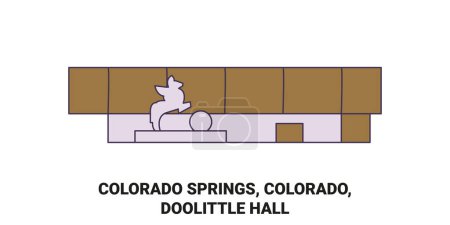 Illustration for United States, Colorado Springs, Colorado, Doolittle Hall travel landmark line vector illustration - Royalty Free Image