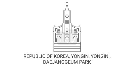 Téléchargez les illustrations : République de Corée, Yongin, Yongin, Daejanggeum Park illustration vectorielle de ligne de voyage - en licence libre de droit