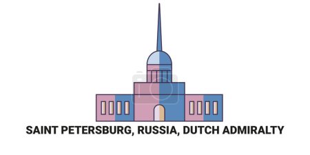 Ilustración de Rusia, San Petersburgo, Almirantazgo holandés, ilustración de vector de línea hito de viaje - Imagen libre de derechos