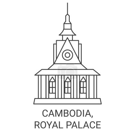 Illustration for Cambodia, Royal Palace travel landmark line vector illustration - Royalty Free Image