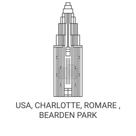 Illustration for Usa, Charlotte, Romare , Bearden Park travel landmark line vector illustration - Royalty Free Image
