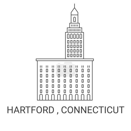 Ilustración de Estados Unidos, Hartford, Connecticut recorrido hito línea vector ilustración - Imagen libre de derechos