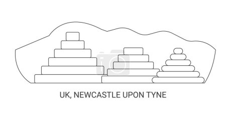 Illustration for England, Newcastle Upon Tyne travel landmark line vector illustration - Royalty Free Image