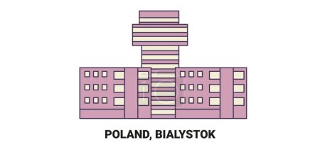 Téléchargez les illustrations : Pologne, Bialystok, illustration vectorielle de ligne de repère de voyage - en licence libre de droit