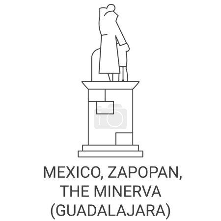 Téléchargez les illustrations : Mexique, Zapopan, La Minerve Guadalajara Voyage illustration vectorielle ligne historique - en licence libre de droit
