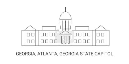 Ilustración de Estados Unidos, Georgia, Atlanta, Georgia State Capitol, línea de referencia de viaje vector ilustración - Imagen libre de derechos