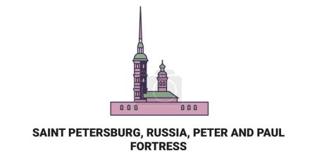 Illustration for Russia, Saint Petersburg, Peter And Paul Fortress, travel landmark line vector illustration - Royalty Free Image