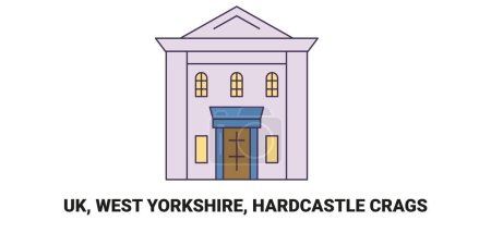 Illustration for England, West Yorkshire, Hardcastle Crags, travel landmark line vector illustration - Royalty Free Image