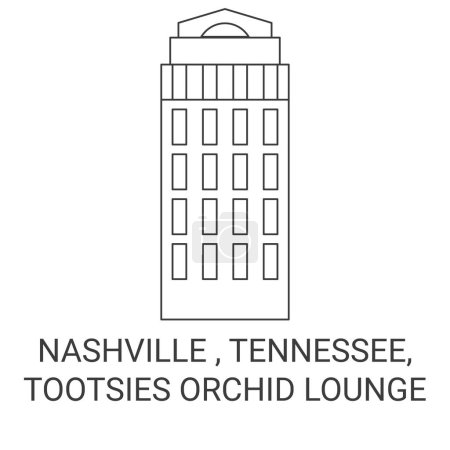 Illustration for United States, Nashville , Tennessee, Tootsies Orchid Lounge travel landmark line vector illustration - Royalty Free Image