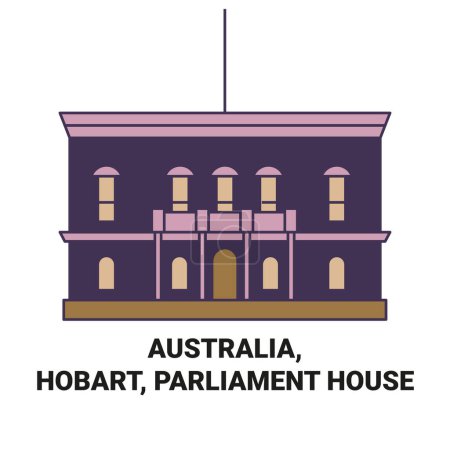 Téléchargez les illustrations : Australie, Hobart, Parlement Voyage illustration vectorielle de ligne historique - en licence libre de droit