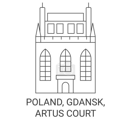 Ilustración de Polonia, Gdansk, Artus Tribunal de viaje hito línea vector ilustración - Imagen libre de derechos