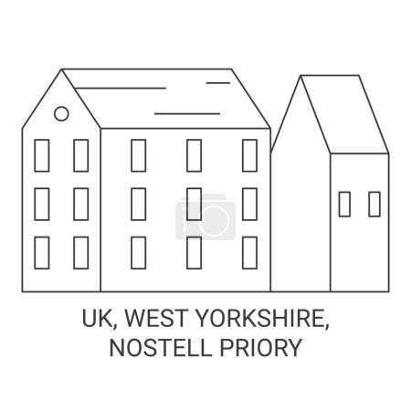 Illustration for Uk, West Yorkshire, Nostell Priory travel landmark line vector illustration - Royalty Free Image