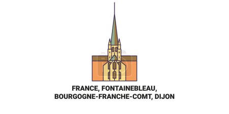 Ilustración de Francia, Fontainebleau, Bourgognefranchecomt, Dijon viaje hito línea vector ilustración - Imagen libre de derechos