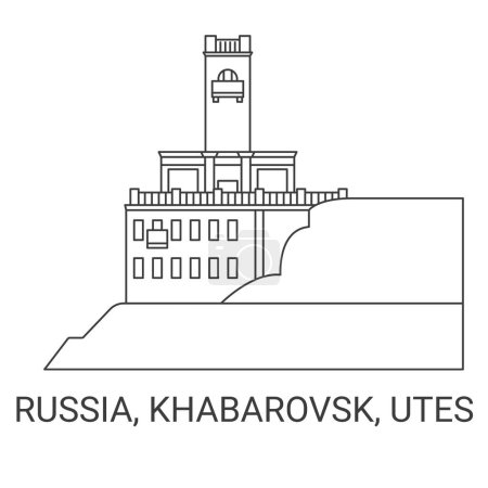 Téléchargez les illustrations : Russie, Khabarovsk, Utes, illustration vectorielle de ligne de repère de voyage - en licence libre de droit