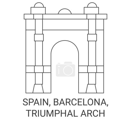 Illustration for Spain, Barcelona, Triumphal Arch travel landmark line vector illustration - Royalty Free Image